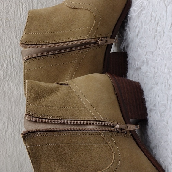 Vionic Roselyn Tan Suede Leather Weather Resistant Side Zip Low Heel Ankle Boot - Picture 5 of 16